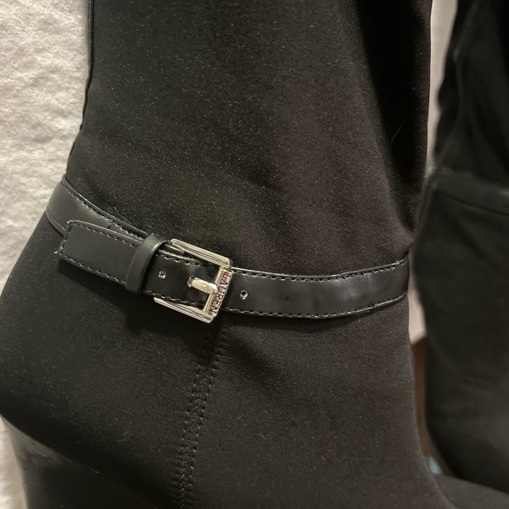 Ralph Lauren Tula Black Microfiber Stretch Fabric Boot 7.5 - Picture 5 of 11